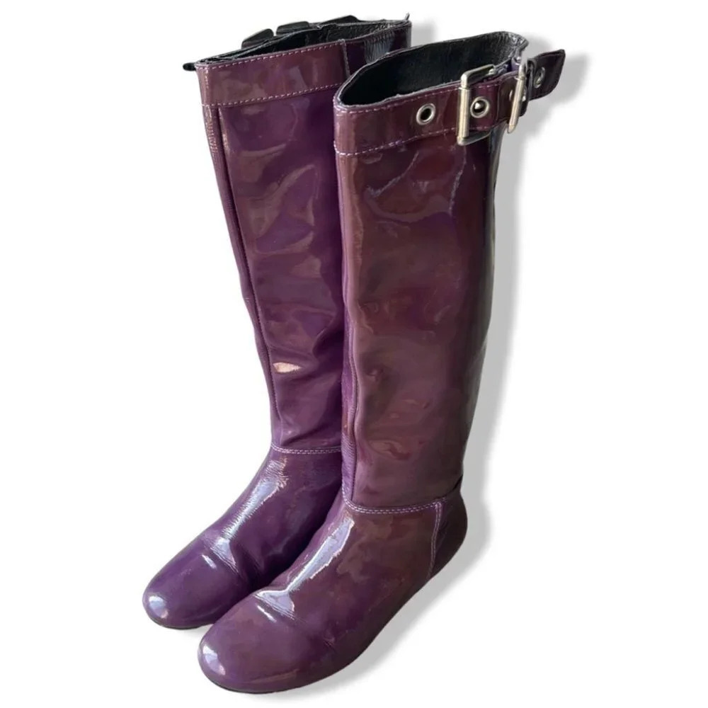 Bravo Browns Purple Patent Leather Riding Boots